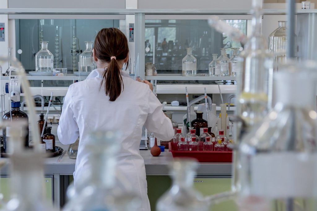 doctor in a lab working on scientific things