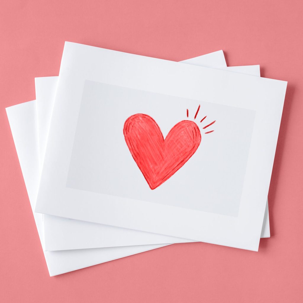drawing of heart on paper
