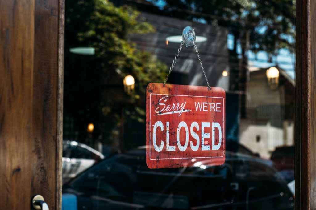 Shop closed due to lockdown