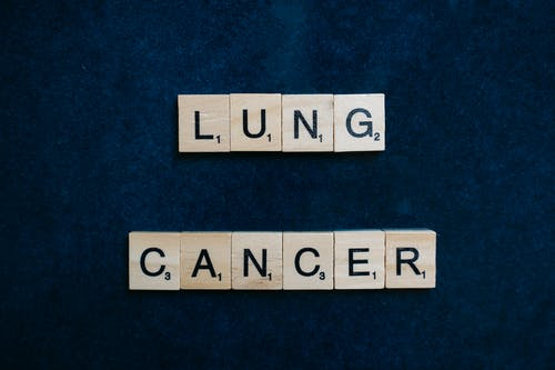 Wooden pieces spelling lung cancer