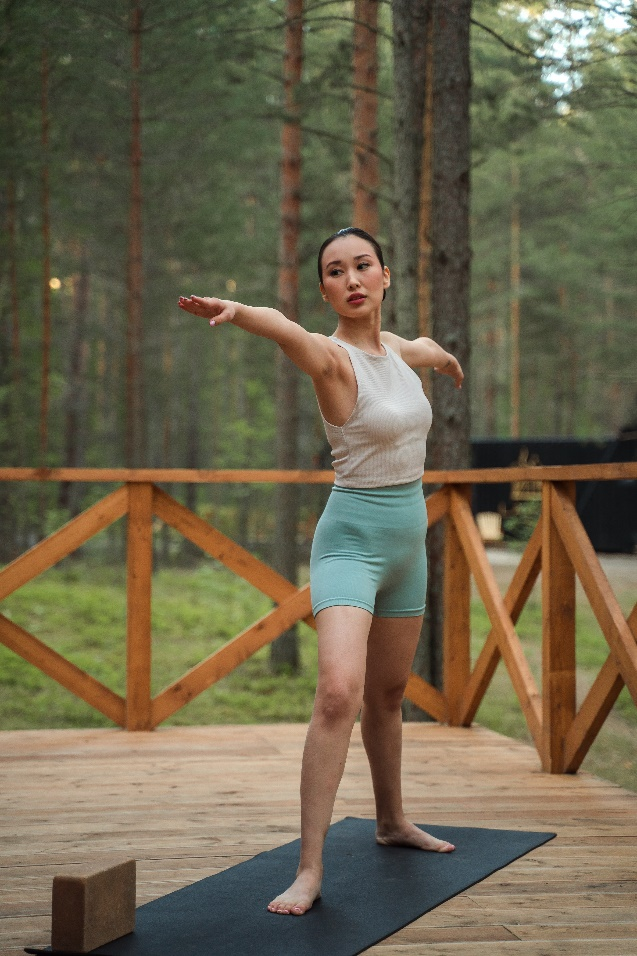 A person doing yoga.