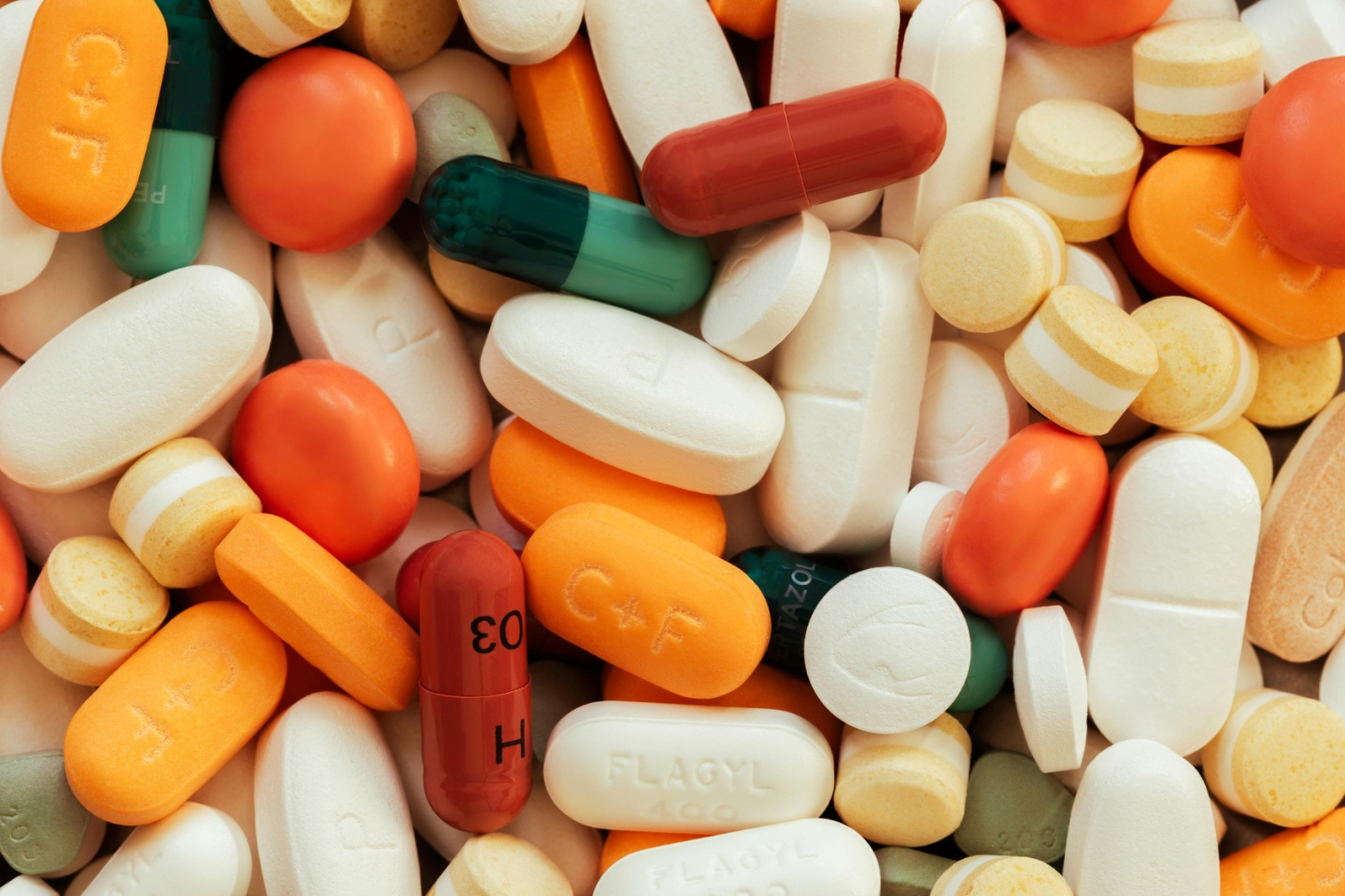 assortment of colored pills