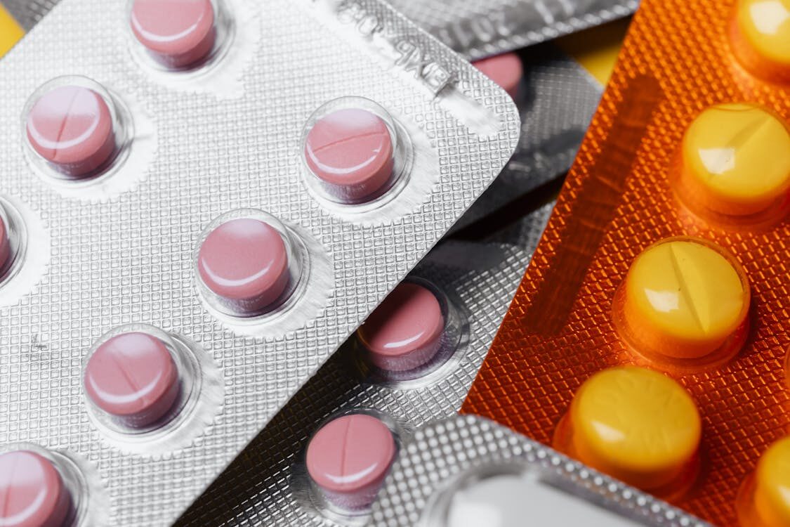 close-up of medicine blisters